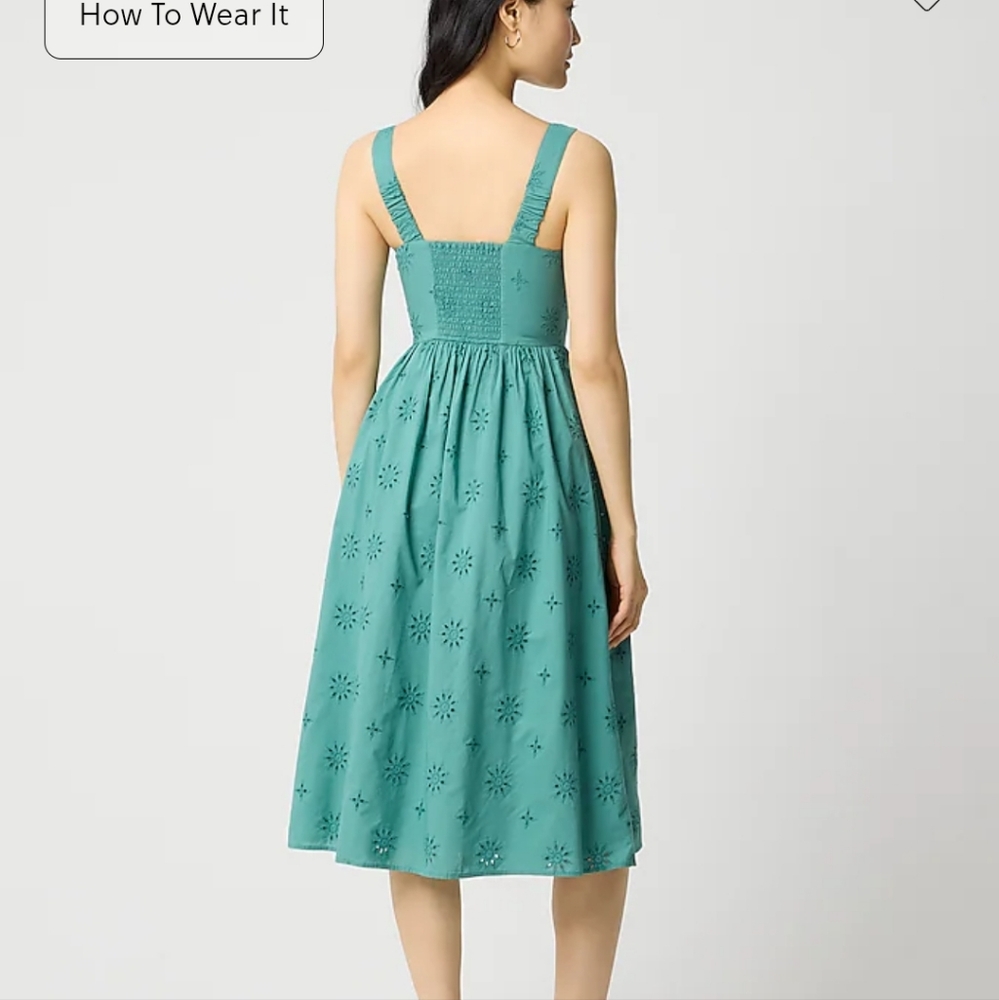 J Crew Factory Eyelet midi dress CI223 NWT SZ 0 - Picture 2 of 13